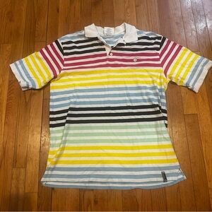 South Pole Mens Striped Multicolor Vintage Logo Short‎ Sleeve Polo Shirt Size XL